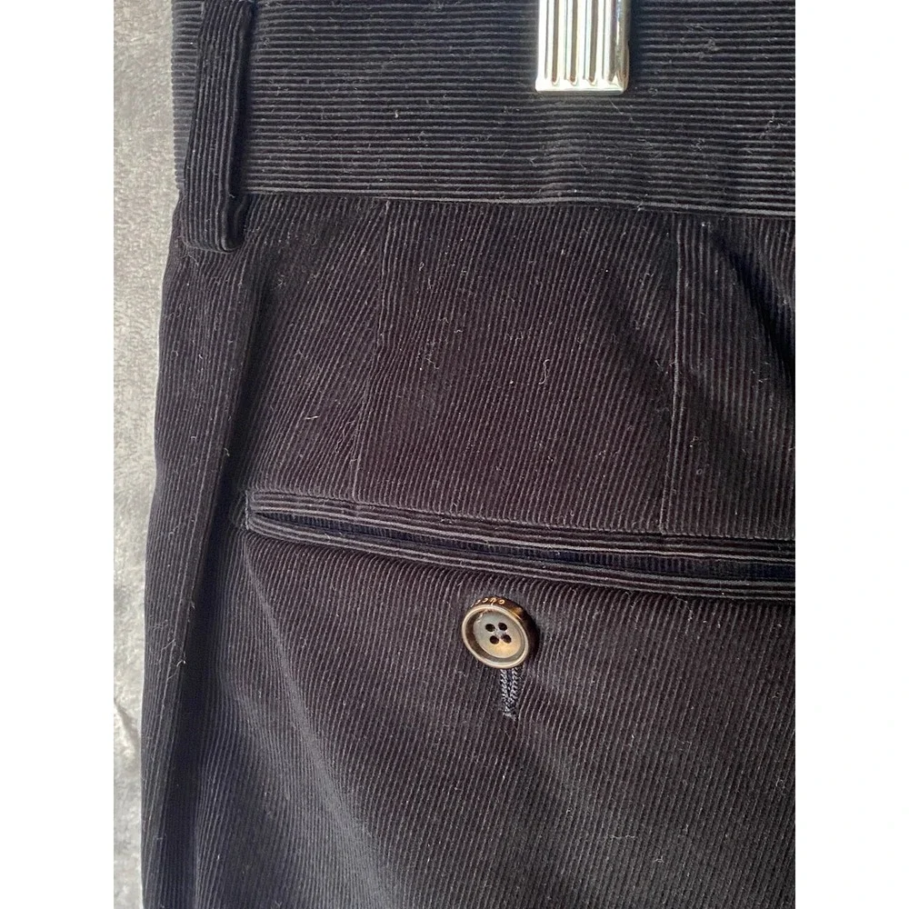 Gucci Men's 50R 34X32 Pinwale Fine Wale Corduroy Pants Flat Front Black